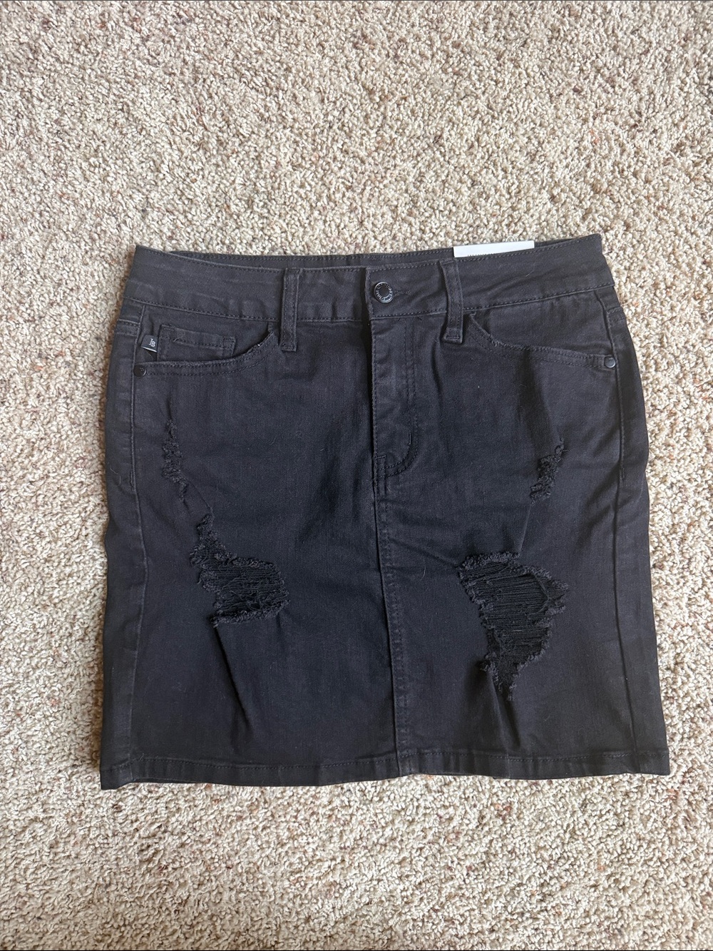 Judy Blue Black Distressed Denim Mini Skirt